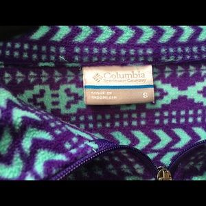 Columbia quarter zip fleece shirt, S, multicolored turquoise/ purple print.